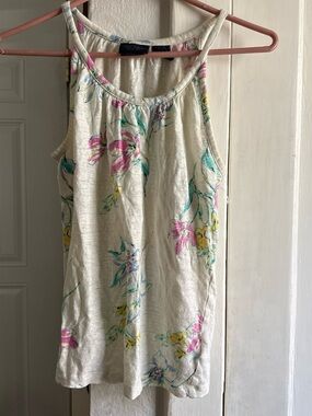 RACHEL Rachel Roy Cream Floral Tank with Pink, Teal & Yellow